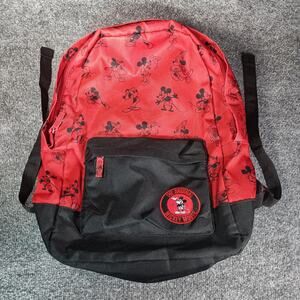 Disney Mickey Mouse Backpack Red Black Allover Print Patch One Size Bag School
